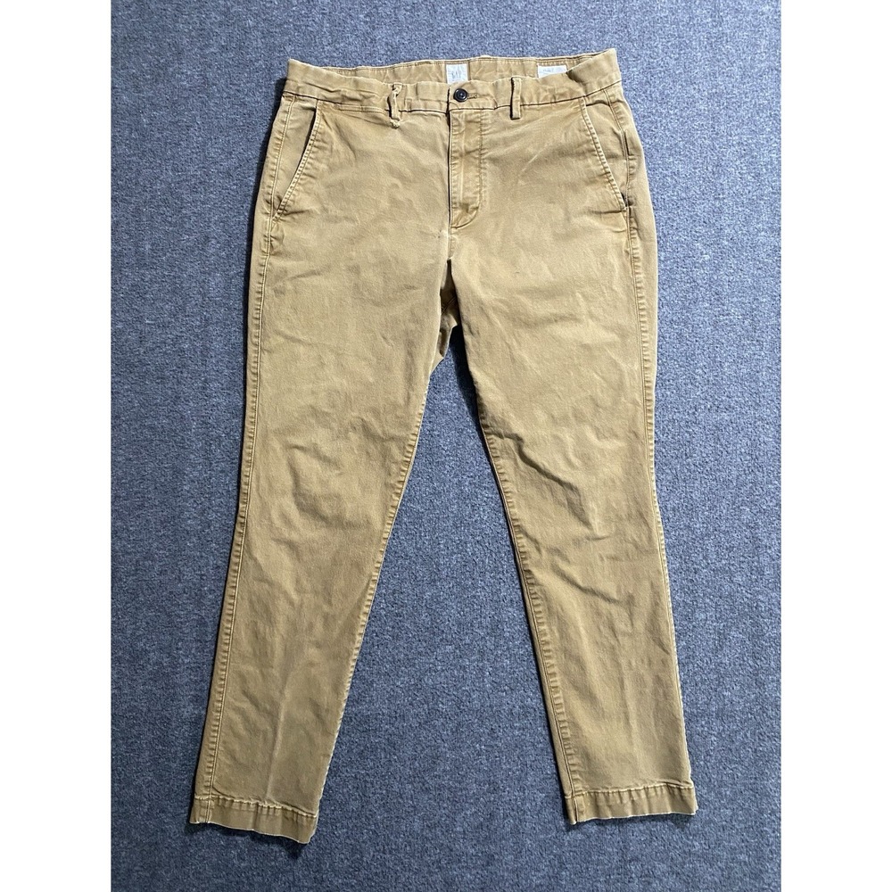 Gap Pants Mens Khaki Chino Relaxed Fit Straight Leg Mid Performance Size 34x30